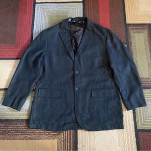 Polo Ralph Lauren Black Linen 3-Button Blazer Sport Coat Sz L Old Money Preppy